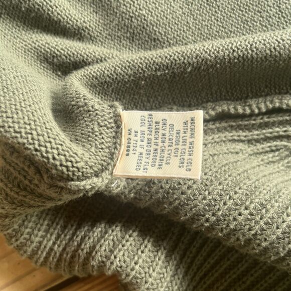 L.L. Bean 100% Cotton Olive Green Cardigan - Long w/ Open Front - Women's Large - Picture 8 of 8